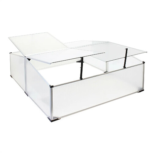 Helloshop26 Mini serre jardin double aluminium et polycarbonate 100 x 120 x 40 cm ouverture par vérin potager extérieur 16_0002680