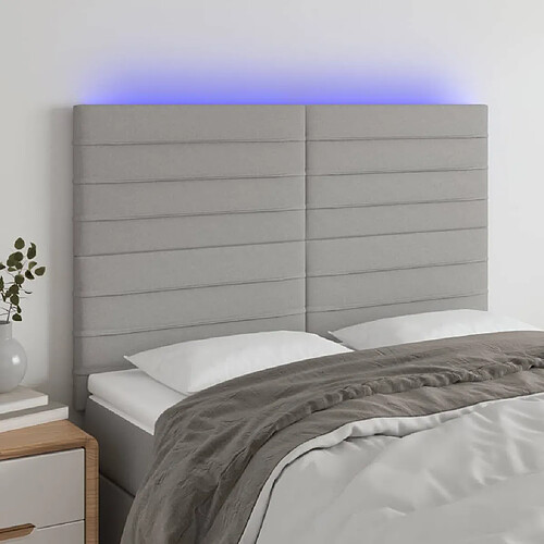 vidaXL Tête de lit à LED Gris clair 144x5x118/128 cm Tissu