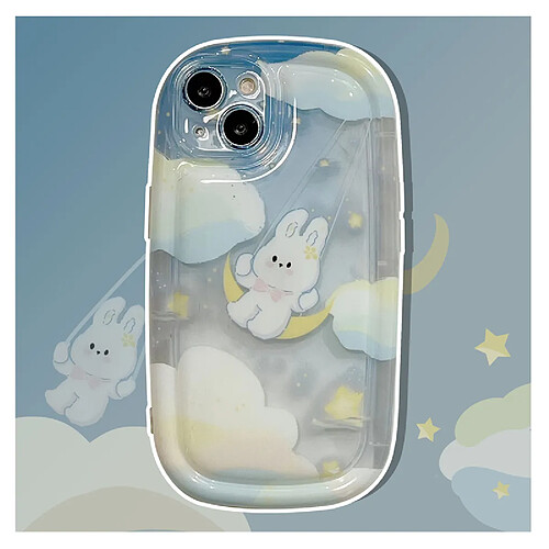 GUPBOO Étui pour iPhone13 Lune bateau lapin mignon étui pour téléphone portable fille douce