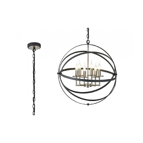 Luminaire Center Suspension 6 ampoules Nickel satiné,anthracite