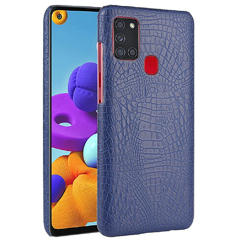 Coque en TPU + PU texture de crocodile bleu pour votre Samsung Galaxy A21s