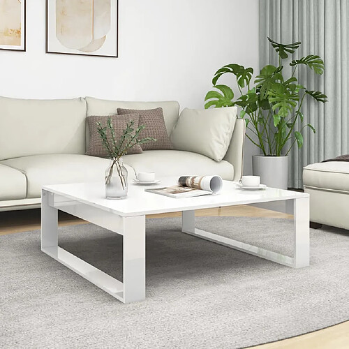 vidaXL Table basse blanc brillant 100x100x35 cm bois d'ingénierie