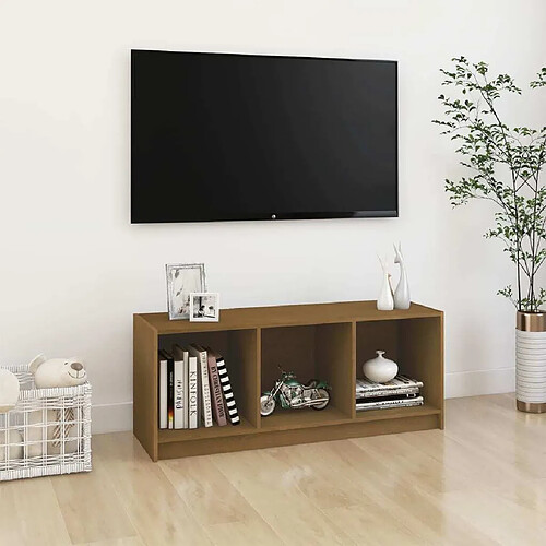 Maison Chic Meuble TV scandinave - Banc TV pour salon Marron miel 104x33x41 cm Bois de pin massif -MN49640