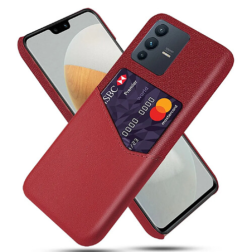 Coque en TPU + PU anti-griffes avec porte-carte, rouge pour votre Vivo S12/V23 5G