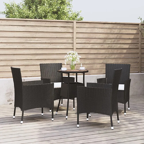 vidaXL Ensemble de bistro de jardin 5 pcs coussins noir poly rotin