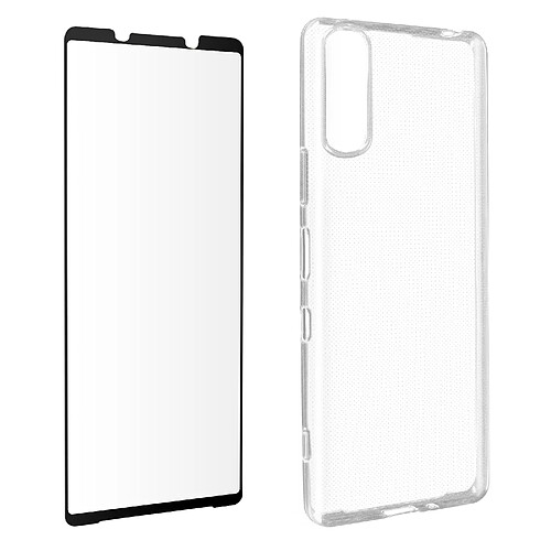 Avizar Coque Sony Xperia 10 III Souple et Film Verre Trempé 9H - noir