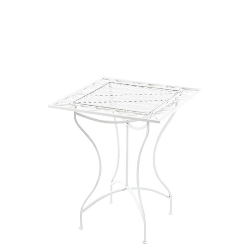 Decoshop26 Table de jardin terrasse balcon design rustique en fer forgé blanc 10_0003041