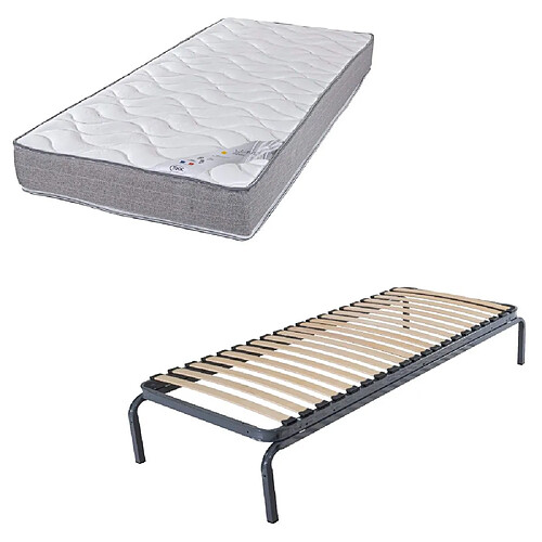 Ebac Lit gigogne + matelas Wave - 90x190 - Mousse - 20 lattes bois - Gain de place