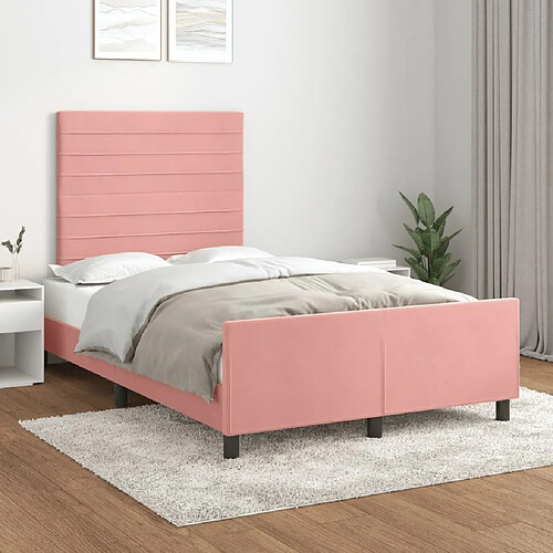 Maison Chic Lit adulte - Cadre Structure de lit avec tête de lit Contemporain Rose 120x200 cm Velours -MN85662