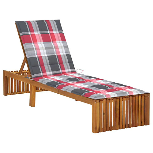 vidaXL Chaise longue avec coussin Bois d'acacia solide