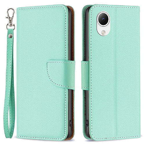 Etui en PU texture litchi, fermeture magnétique, anti-chocs avec support pour votre Samsung Galaxy A23e - vert