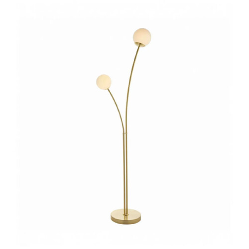 Endon Lampadaire Bloom en Acier , Plaque en laiton satiné et verre opale