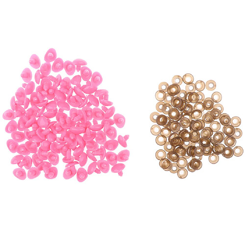 100 pièces 14x18mm triangle sécurité nez avec dos pour ours poupée diy rose