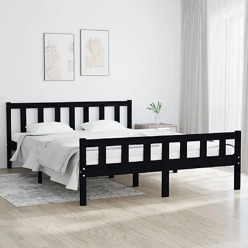 vidaXL Cadre de lit sans matelas noir bois massif