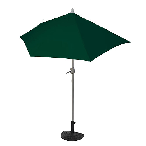 Decoshop26 Parasol demi-rond balcon uv 50+ polyester/aluminium 3kg 300 cm vert avec pied 04_0007908