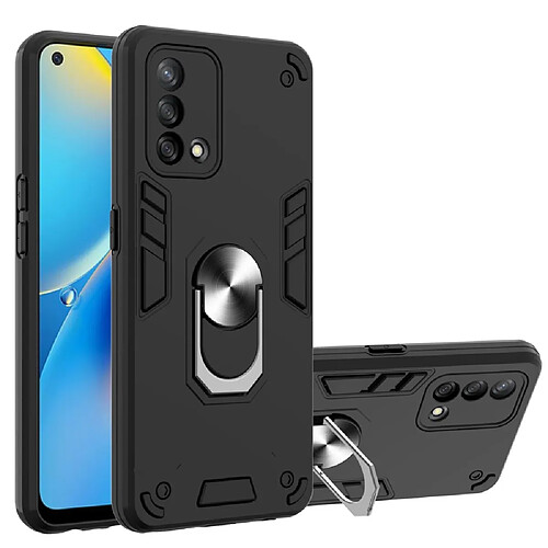 Coque en TPU anti-rayures, hybride avec béquille noir pour votre Oppo A74 4G/F19