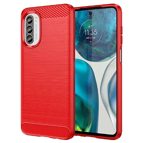 Htdmobiles Coque pour Motorola Moto G52 4G / G82 5G - housse etui silicone gel carbone + film ecran - ROUGE