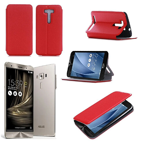 Xeptio Etui luxe Asus Zenfone 3 ZE520KL rouge Ultra SLIM avec stand - Housse pochette