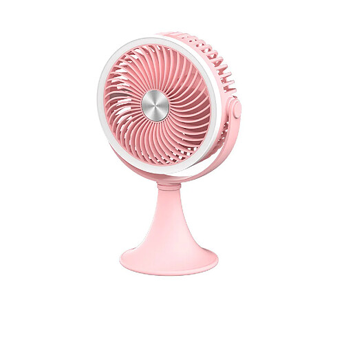 (Rose) Éclairage Petit Ventilateur de Bureau Intérieur Ventilateur de Bureau Extérieur Chargement Usb Portable