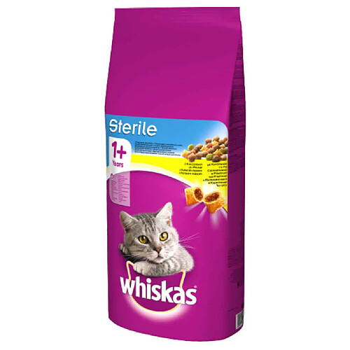 Whiskas - Croquettes +1 au Poulet pour Chat Stérilisé - 14Kg