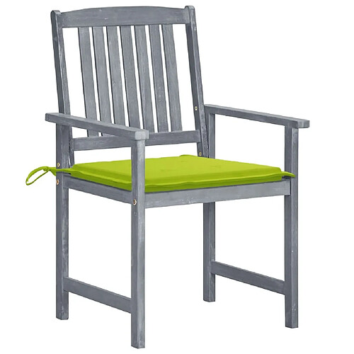 Maison Chic Lot de 8 Chaises de jardin,Fauteuil d'extérieur avec coussins Bois d'acacia solide Gris -MN61030