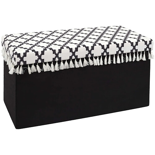 The Home Deco Factory Banc coffre noir pliable couvercle à motifs Pampilles Mirage.