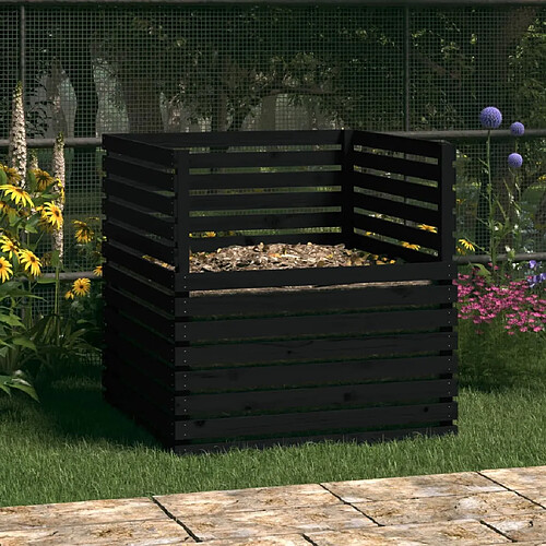 vidaXL Composteur Noir 100x100x102 cm Bois massif de pin