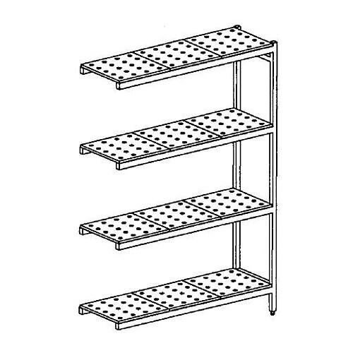 Rayonnage en Acier Inoxydable d'Angle Clayettes Perforées - 6020 à 6520 mm - 4 Niv - P500 - Distform'