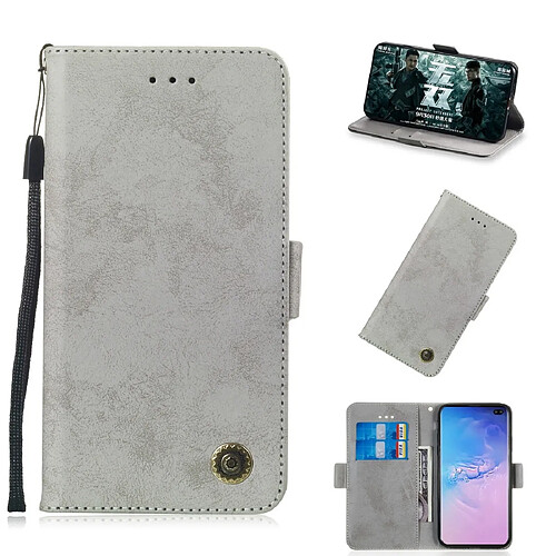 Wewoo Housse Coque Etui à rabat horizontal multifonctionnel en cuir avec fente pour carte et support Galaxy J7 2018 Gris