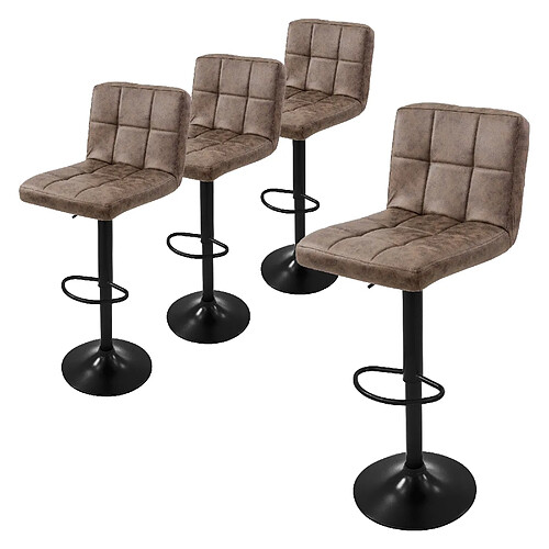 ML-Design Lot de 4 tabourets de bar rembourrées en simili marron chaise hauteur réglable