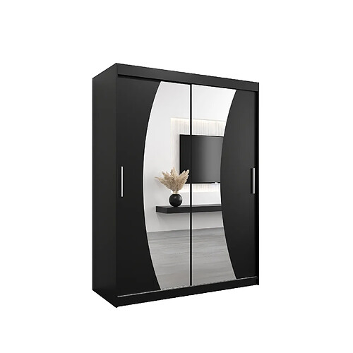 Abiks Meble Armoire Wave à portes coulissantes 200/150/62 2 portes (noir/noir)