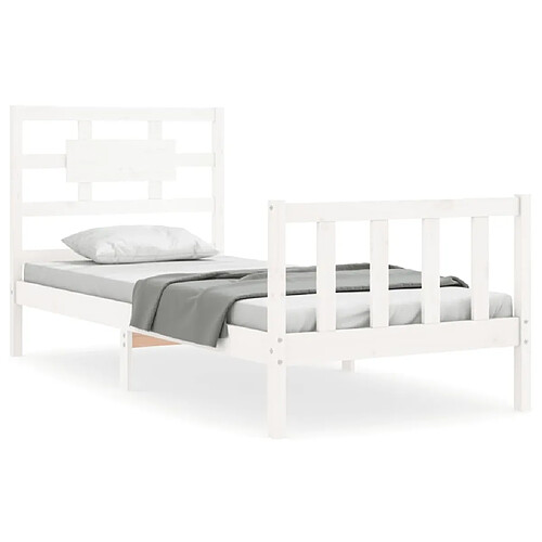 Maison Chic Cadre/structure de lit avec tête de lit pour adulte - Lit Moderne Chambre blanc simple bois massif -MN47173