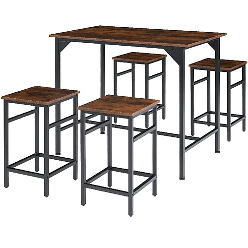 Tectake Ensemble table de bistrot Edinburgh - bois foncé industriel