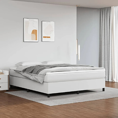 vidaXL Sommier à lattes de lit avec matelas Blanc 180x200cm Similicuir