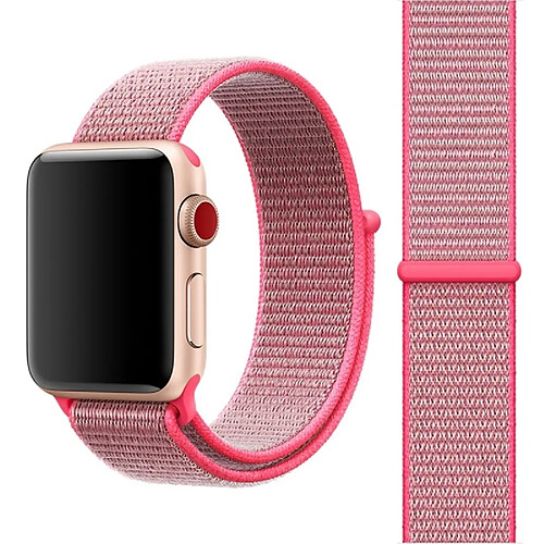 Wewoo Bracelet rose pour Apple Watch Series 3 & 2 & 1 42mm simple de montre de mode en nylon avec Magic Stick lumière