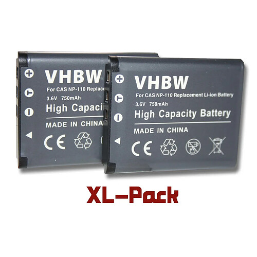 Vhbw 2 x batterie Li-Ion 750mAh (3.6V) pour caméra JVC & Casio série Exilim, par ex. EX-Z2300, GZ-V505L, etc. Remplace : NP-110, JVC BN-VG212, etc.