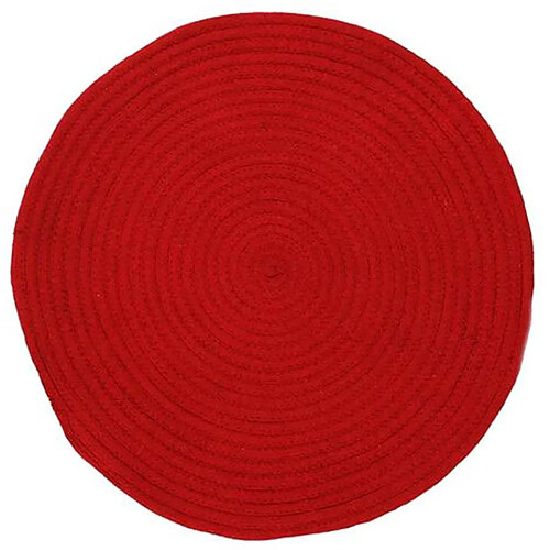 Thedecofactory TAM TAM - Tapis en coton réversible effet cordage rouge diam.70