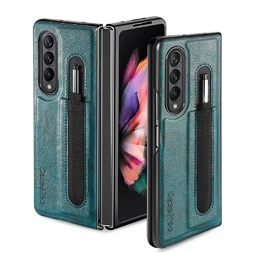 Coque en TPU + PU CASENEO anti-rayures avec porte-stylo bleu pour votre Samsung Galaxy Z Fold3 5G