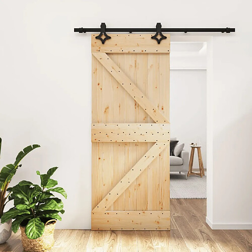 vidaXL Porte coulissante et kit de quincaillerie 85x210 cm pin massif