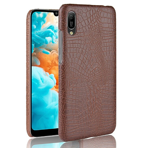 Wewoo Coque PC + PU antichoc en texture de crocodile pour Huawei Y6 Pro 2019 marron