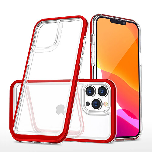 Ozzzo coque transparente 3 en 1 pour iphone 13 pro frame cover gel rouge