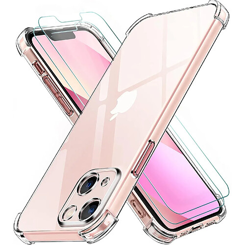 Coque antichoc pour iPhone 13 Mini (5,4") et 2 Verres Trempé Film Protection Ecran Little Boutik®