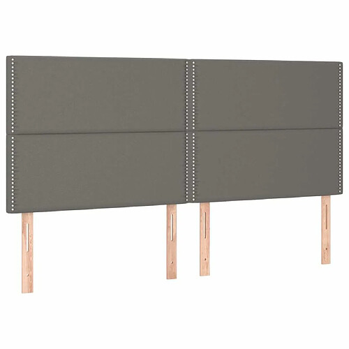 Maison Chic Lot de 4 Têtes de lit design pour chambre - Décoration de lit Gris 80x5x78/88 cm Similicuir -MN57181