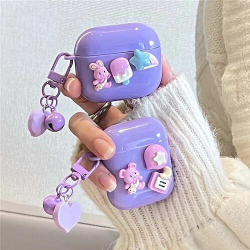 GUPBOO Airpods Coque Housse Étui Protecteur Compatible pour AirPods 3-Ins mignon lapin en trois dimensions