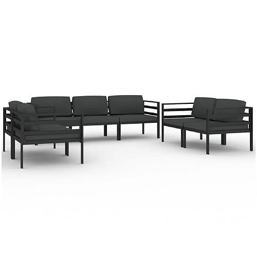 Maison Chic Ensemble Tables et chaises d'extérieur 7pcs avec coussins,Salon de jardin Aluminium Anthracite -GKD699831