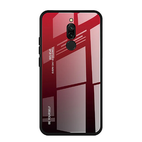 Wewoo Coque Pour Xiaomi Redmi 8 Gradient Color Glass Case Rouge