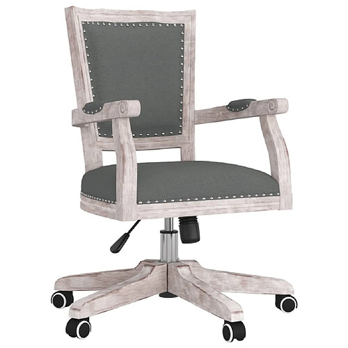 Helloshop26 Chaise fauteuil siège pivotante de bureau informatique étude foncé tissu gris 02_0024127