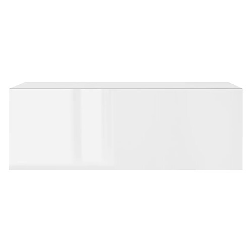 Table de nuit suspendue 46x30x15 cm blanc brillant en MDF avec tiroir ML-Design