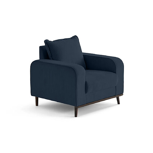 Lisa Design Albane - fauteuil en velours côtelé pieds bois foncé