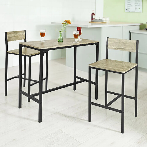 SoBuy OGT03-N Ensemble table de bar + 2 chaises,Table haute cuisine